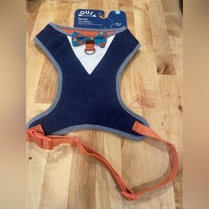 Dog Navy and Orange Bow Tie Harness